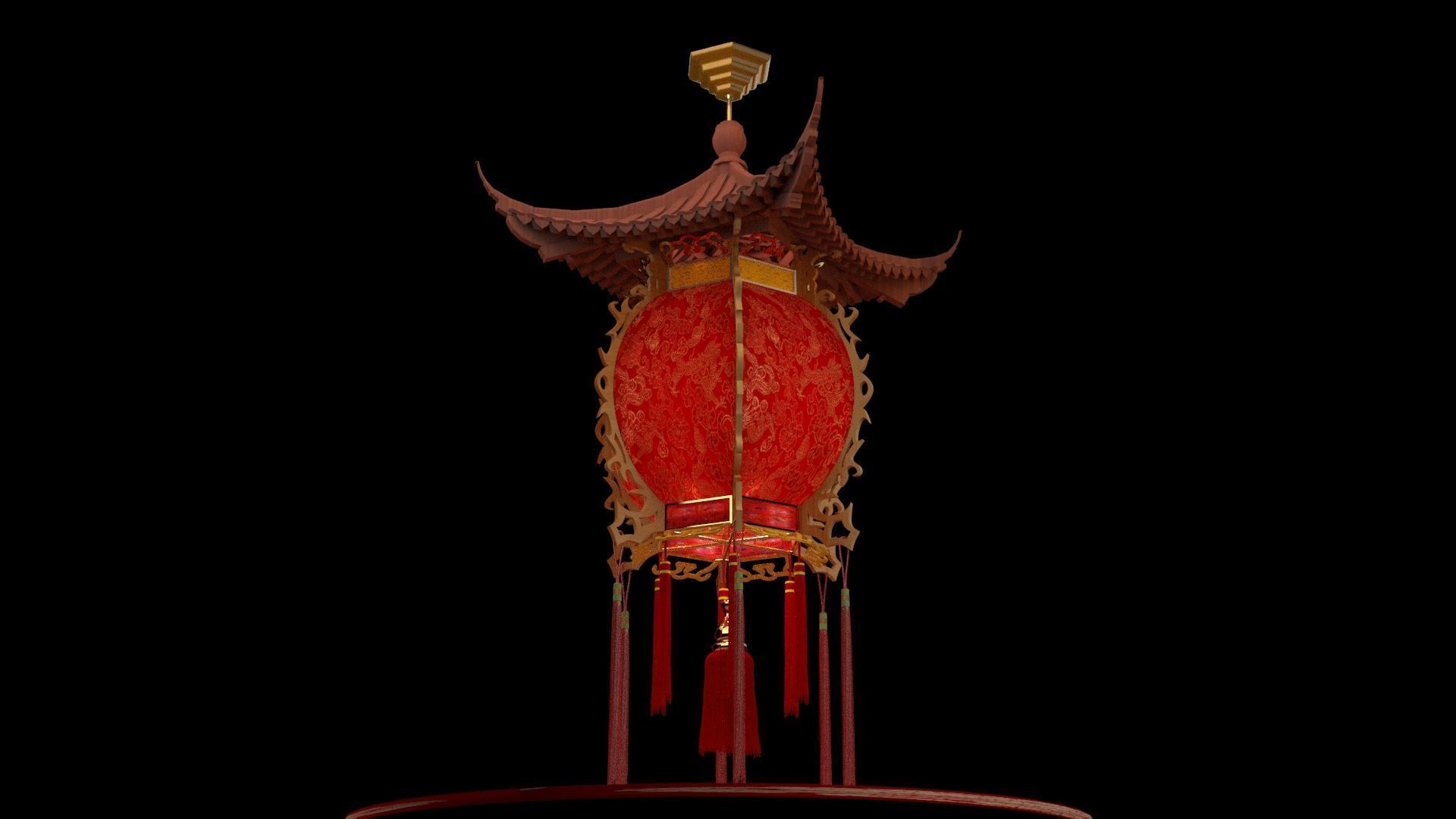 Chinese red palace lantern  Low-poly 3D model_4