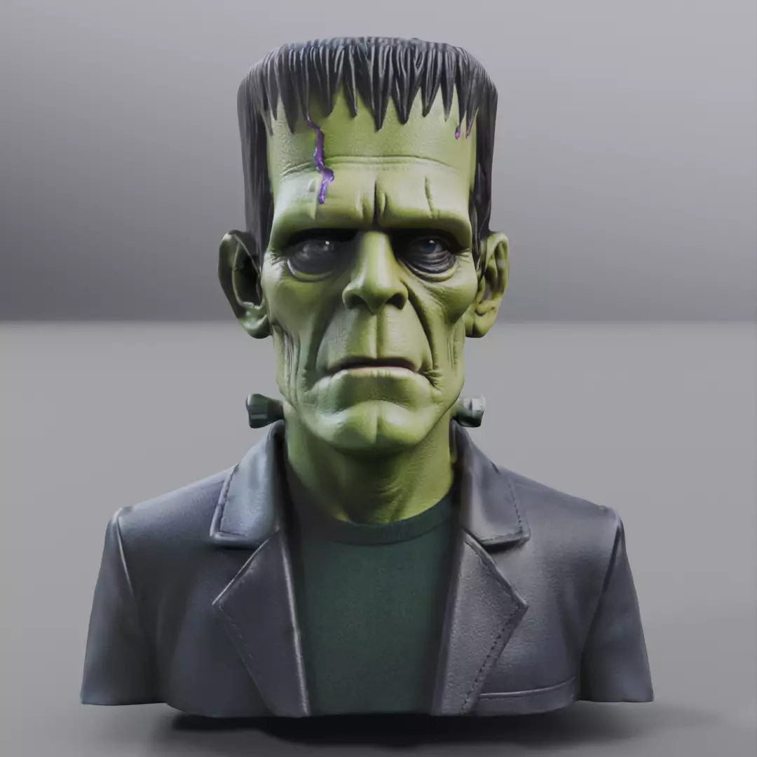 Frankenstein bust 3D model_0