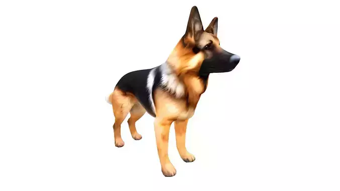 German Shepherd Lowpoly Realistic Low-poly 3D model