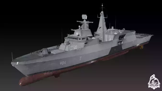 Egyptian navy Al-Aziz class frigate game-ready Low-poly 3D model
