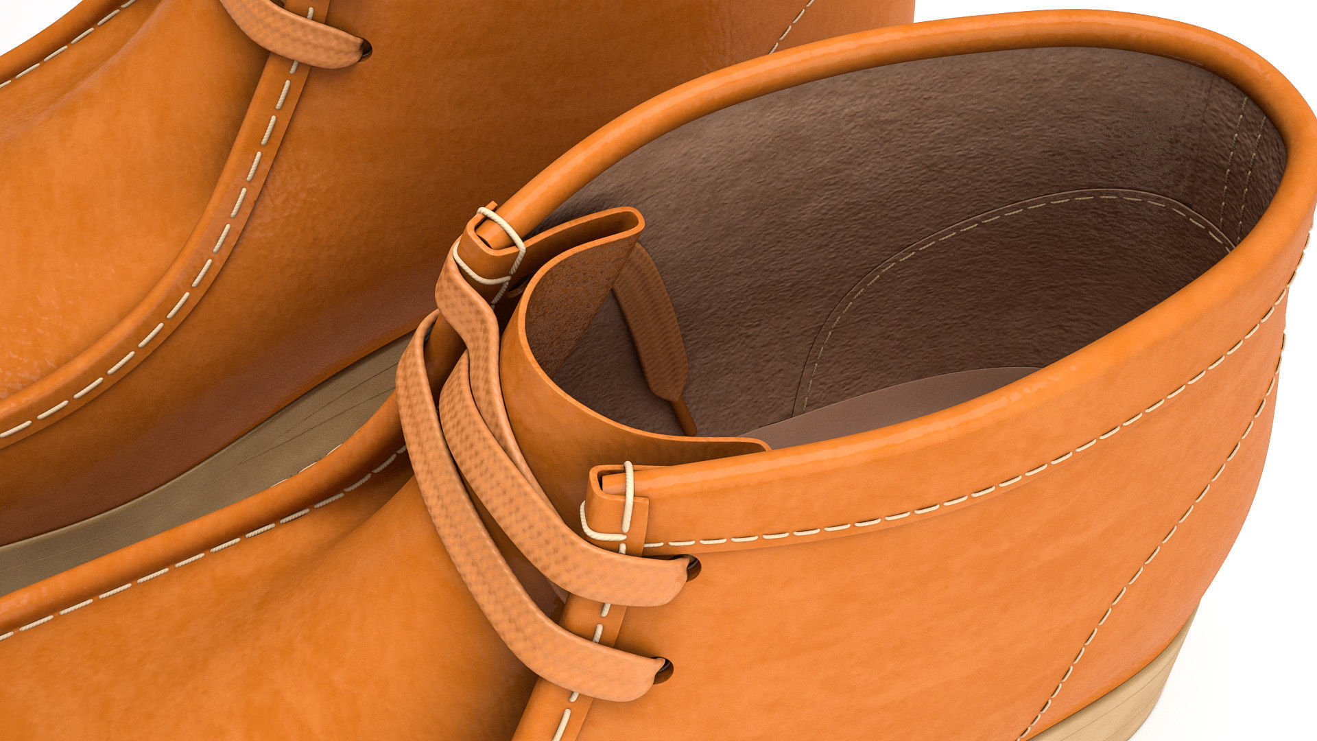 Clarks Wallabee Boots Mid Tan Leather 3D model_11