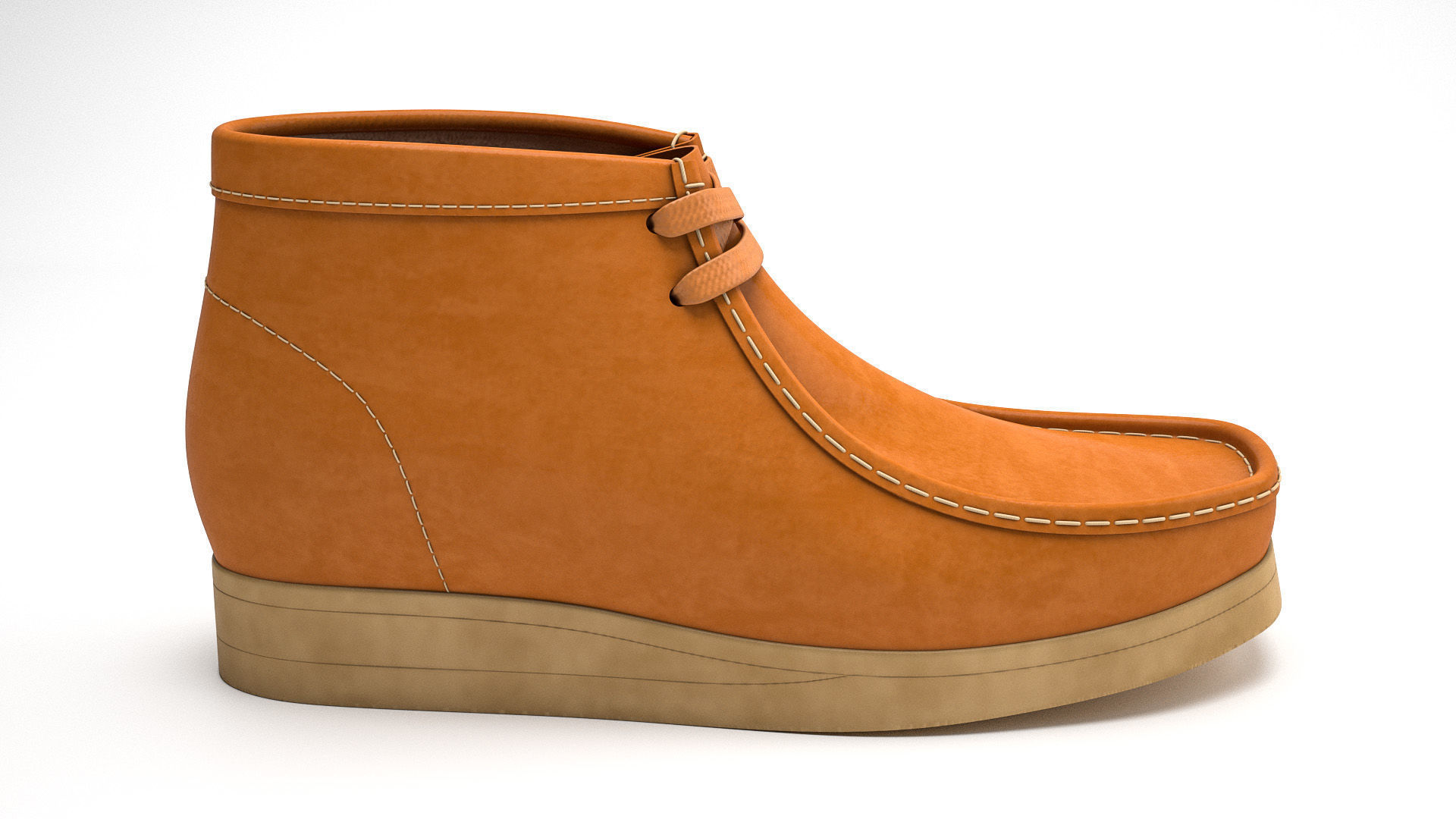 Clarks Wallabee Boots Mid Tan Leather 3D model_6