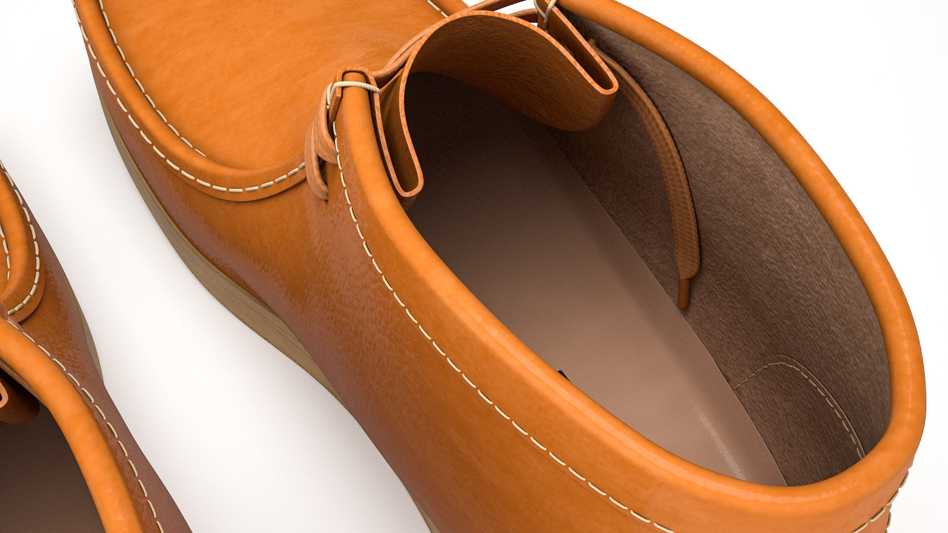 Clarks Wallabee Boots Mid Tan Leather 3D model_12