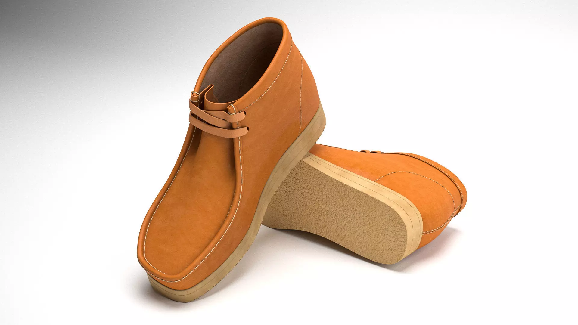Clarks Wallabee Boots Mid Tan Leather 3D model_0