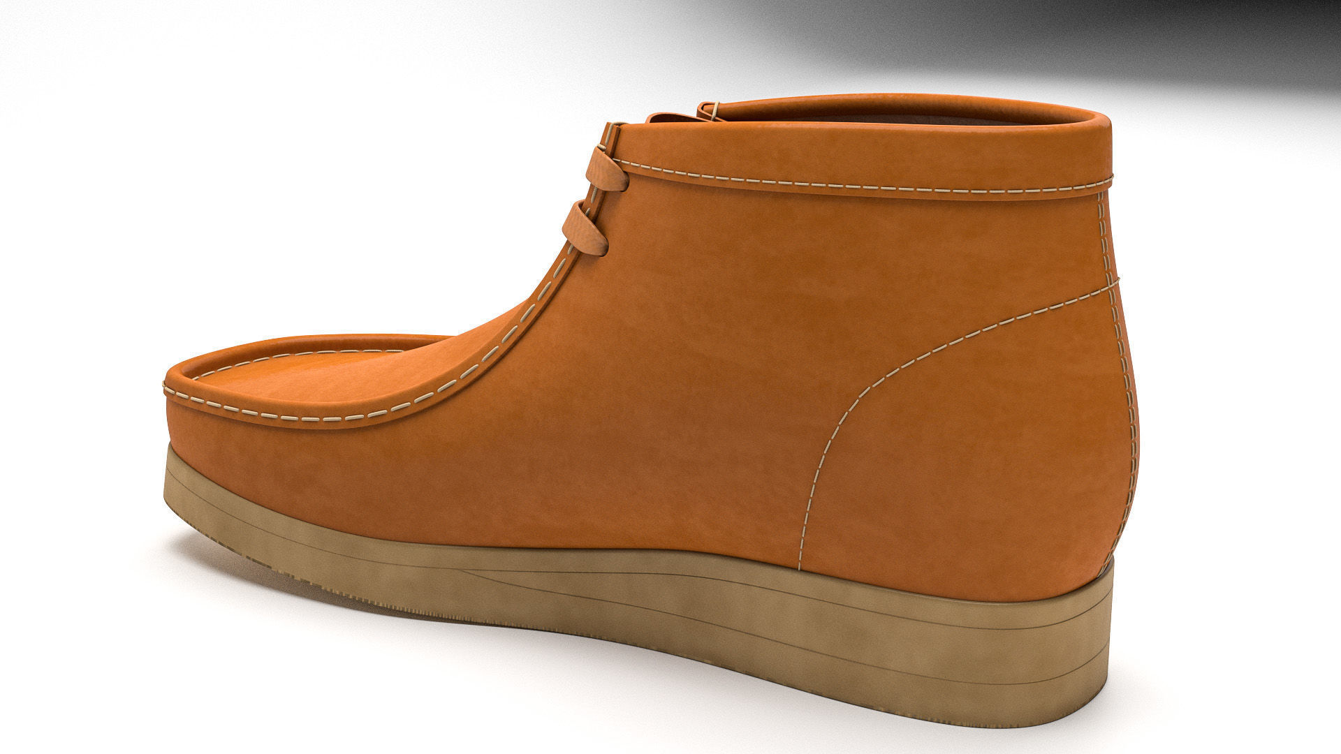 Clarks Wallabee Boots Mid Tan Leather 3D model_10