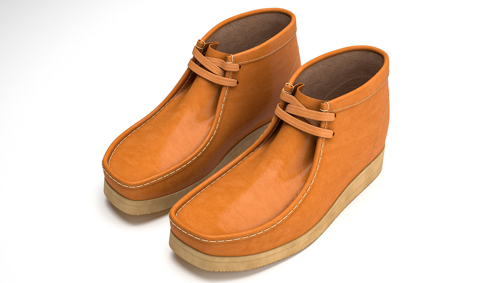 Clarks Wallabee Boots Mid Tan Leather 3D model_4