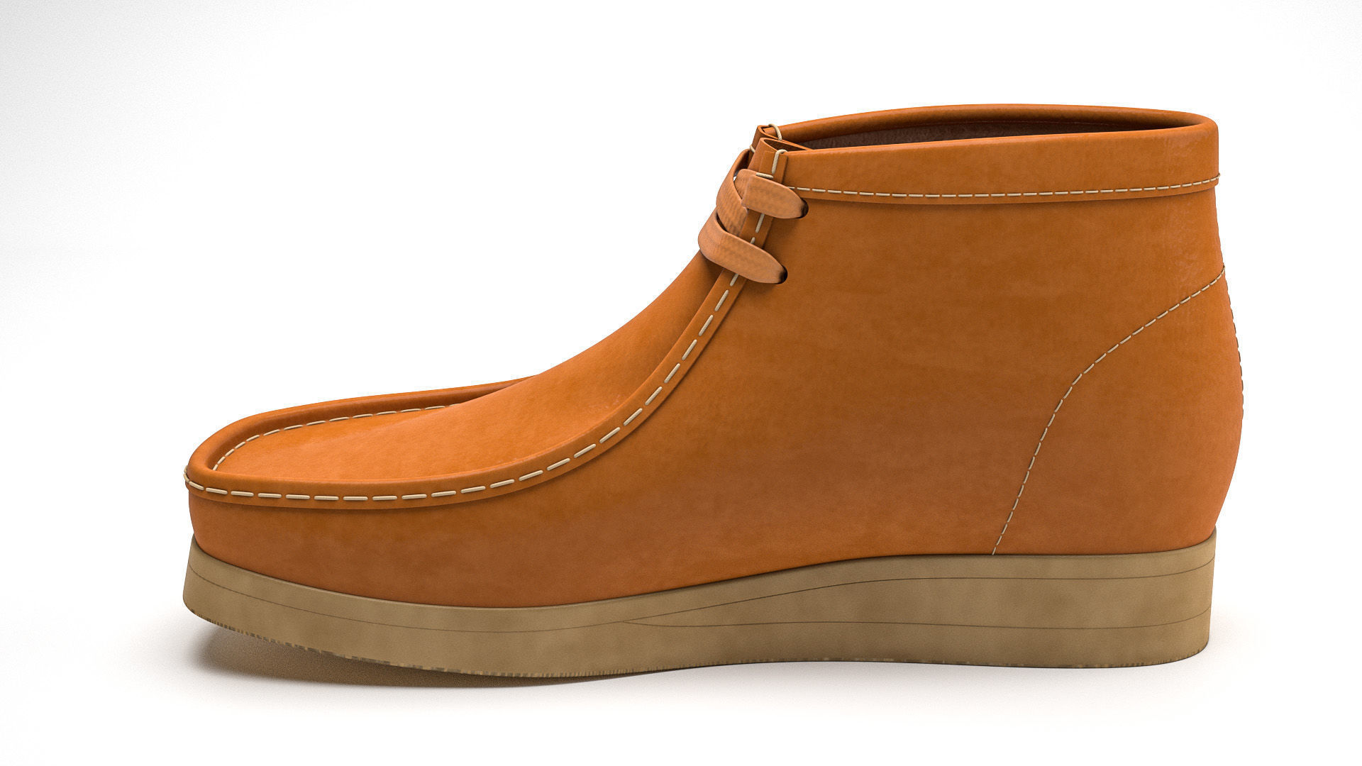 Clarks Wallabee Boots Mid Tan Leather 3D model_7