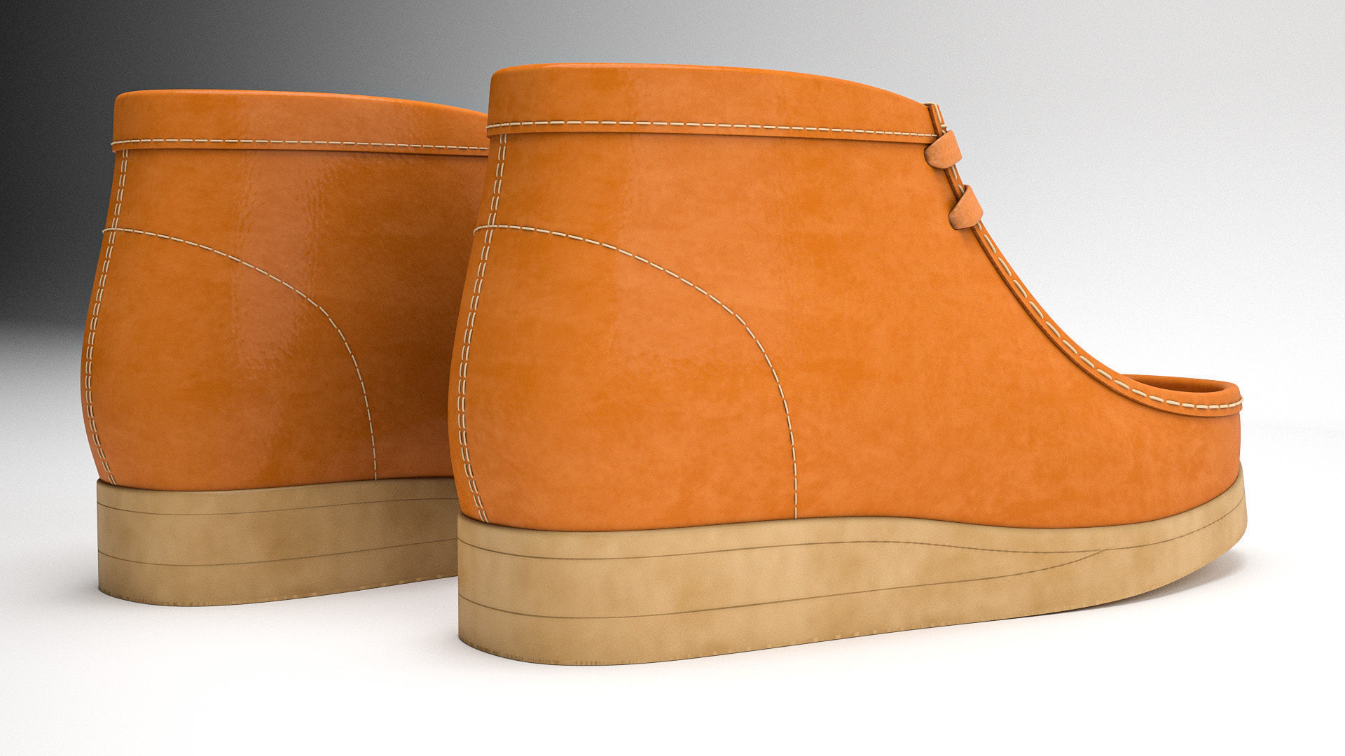 Clarks Wallabee Boots Mid Tan Leather 3D model_5