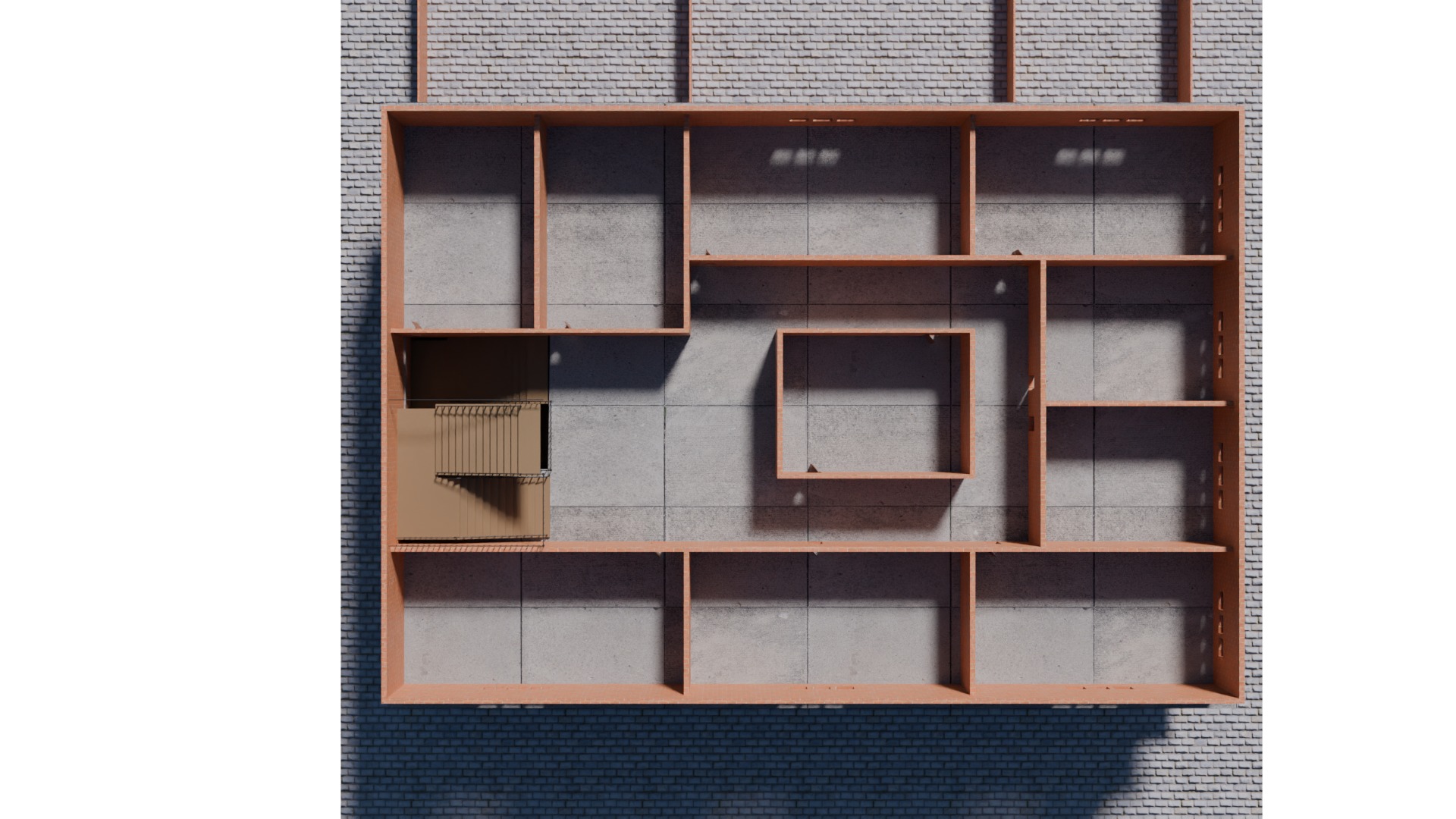 Model of Modern Three Story School Building Architectural Low-poly 3D model_5