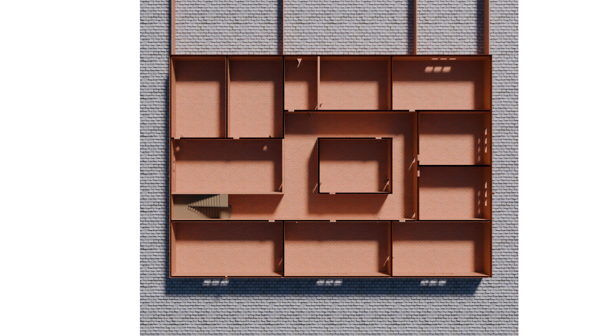 Model of Modern Three Story School Building Architectural Low-poly 3D model_6