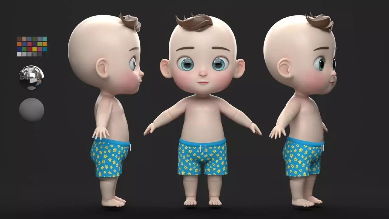  Cartoon Baby Character 3D  3D model_0