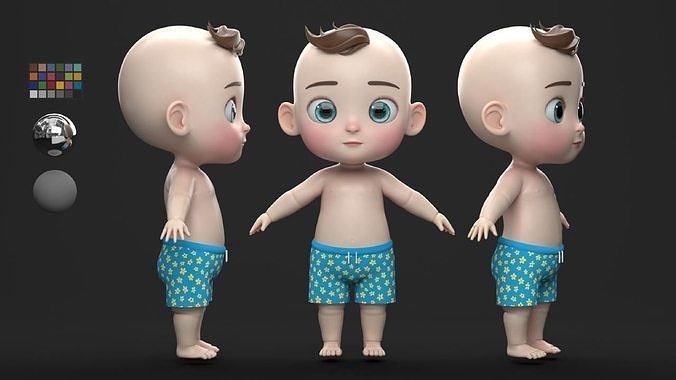  Cartoon Baby Character 3D  3D model