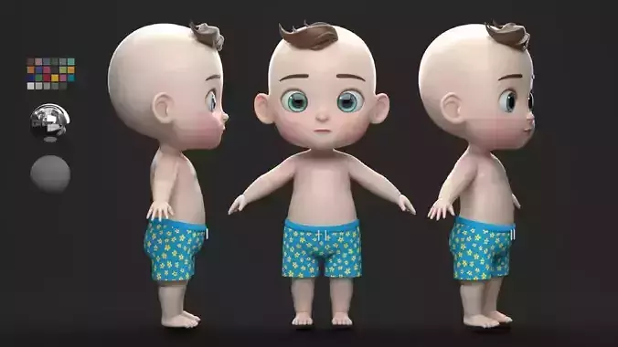  Cartoon Baby Character 3D 