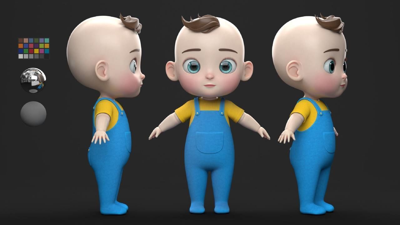  Cartoon Baby Character 3D  3D model_1