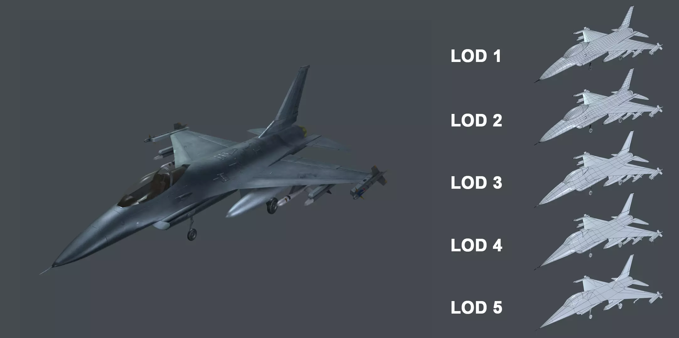 Asset - Army - F16A Fighting Falcon - 3D MODEL Low-poly Low-poly 3D model_0