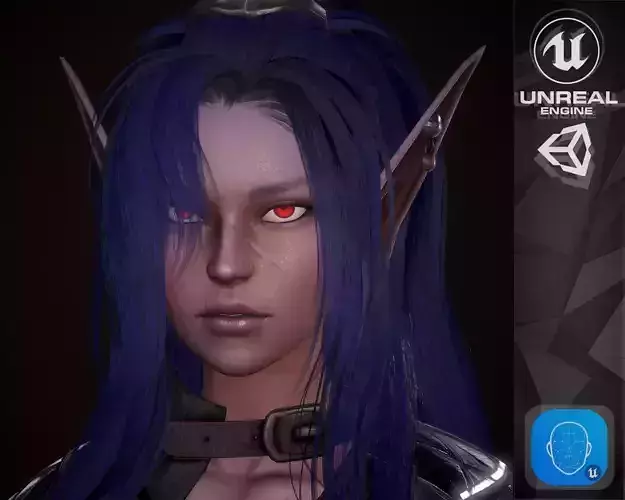Dark Elf Rogue - Female Character Low-poly 3D model