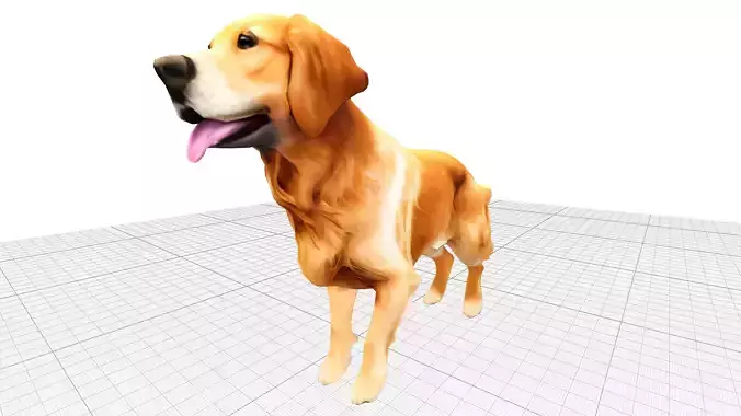 Golden Retriever Lowpoly Realistic