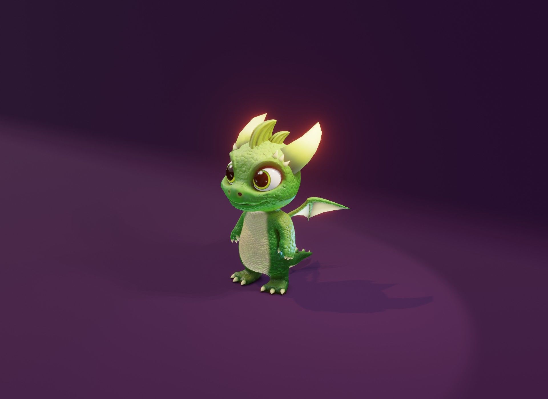 Green Animated Cartoon Baby Dragon 3d Model Low-poly 3D model_22