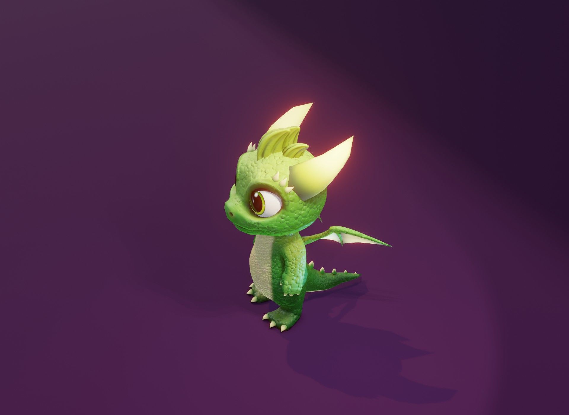 Green Animated Cartoon Baby Dragon 3d Model Low-poly 3D model_16