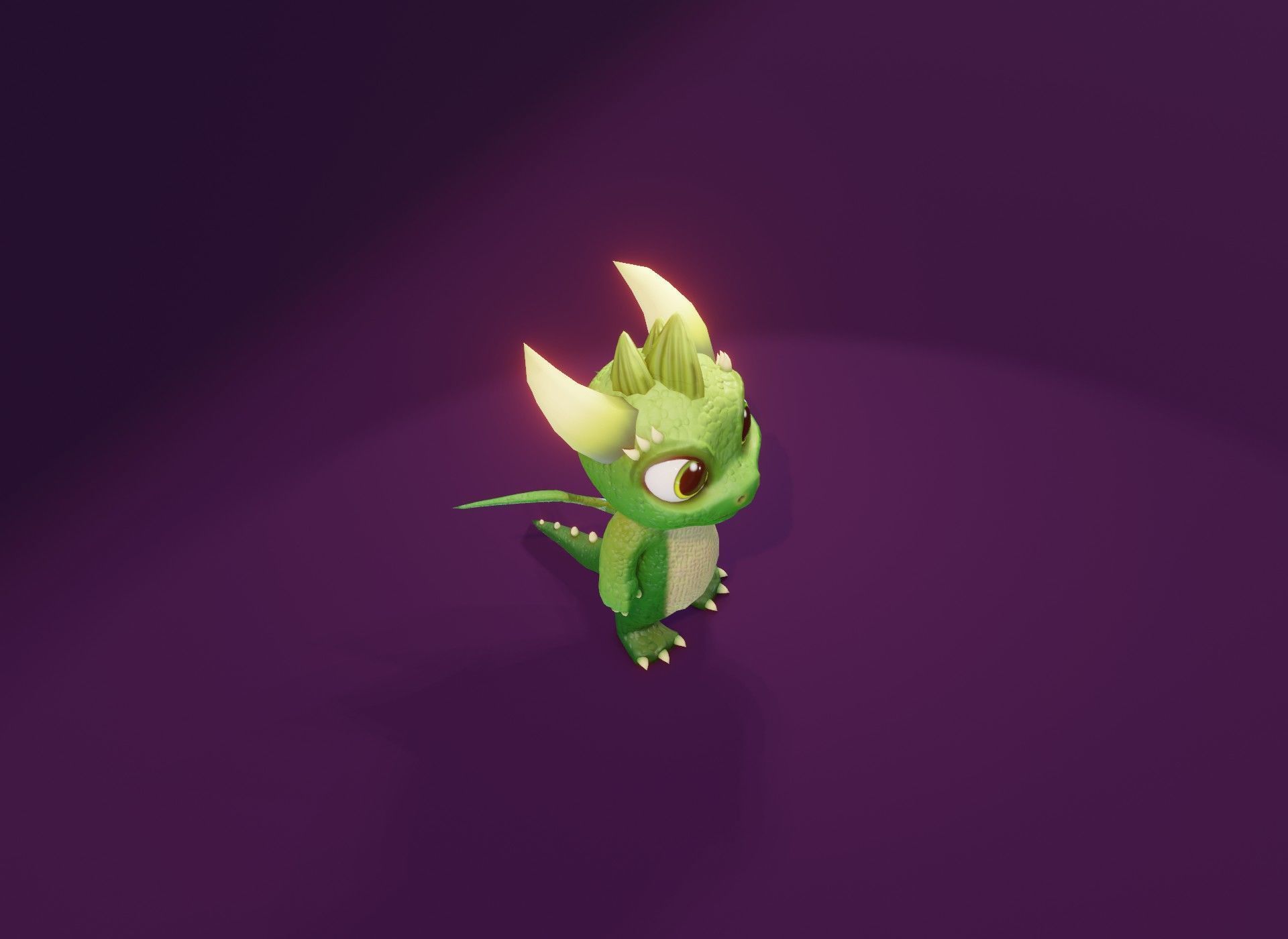 Green Animated Cartoon Baby Dragon 3d Model Low-poly 3D model_18
