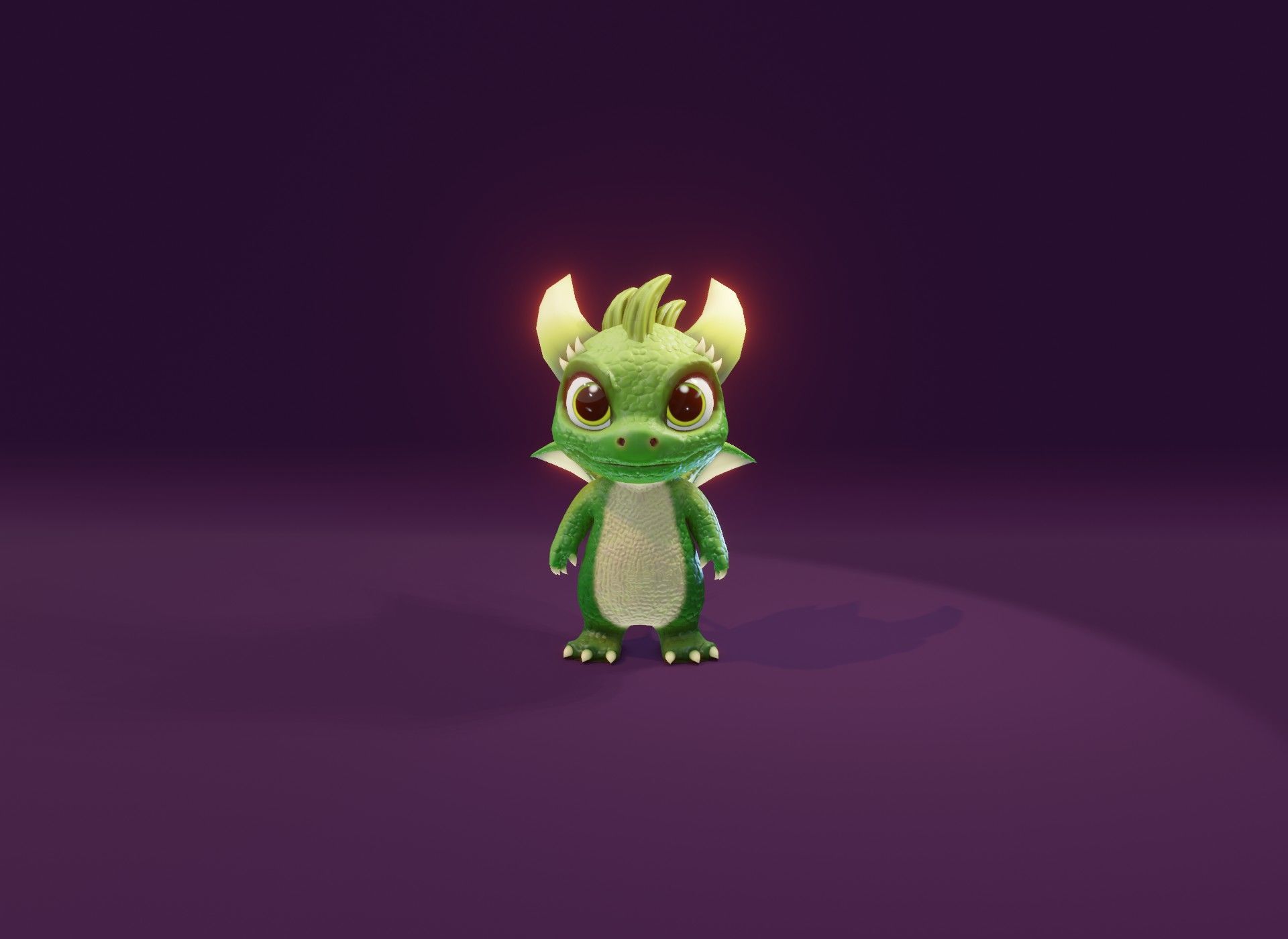 Green Animated Cartoon Baby Dragon 3d Model Low-poly 3D model_7