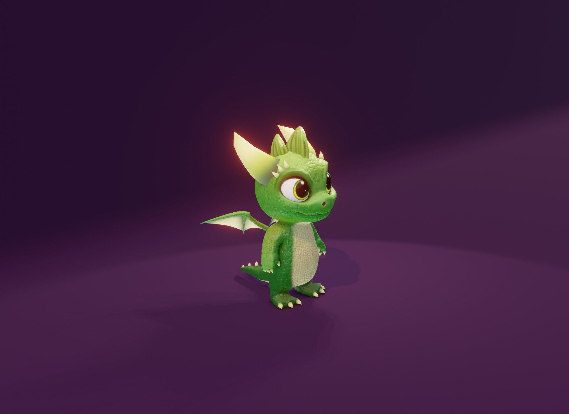 Green Animated Cartoon Baby Dragon 3d Model Low-poly 3D model_12