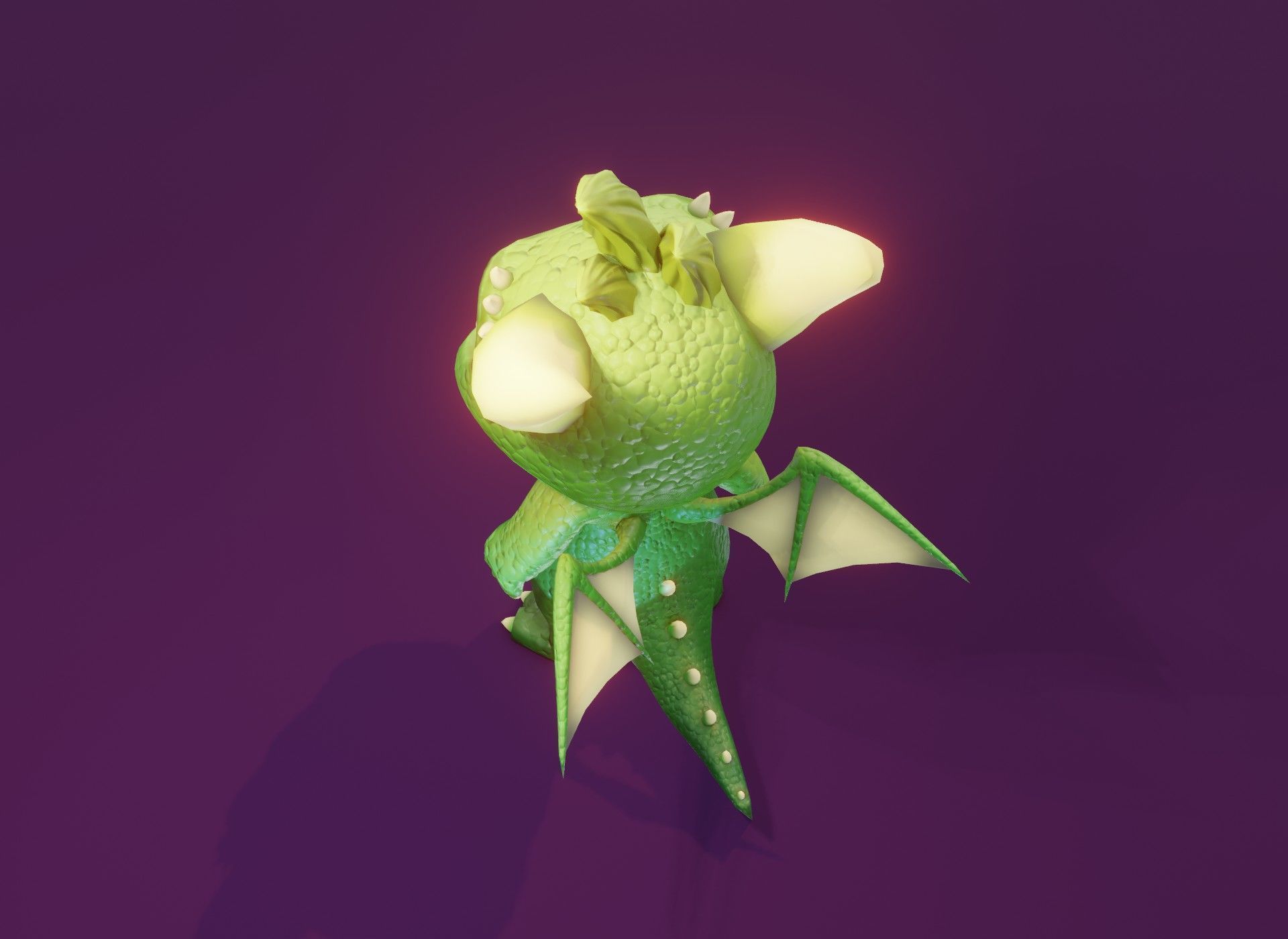 Green Animated Cartoon Baby Dragon 3d Model Low-poly 3D model_9