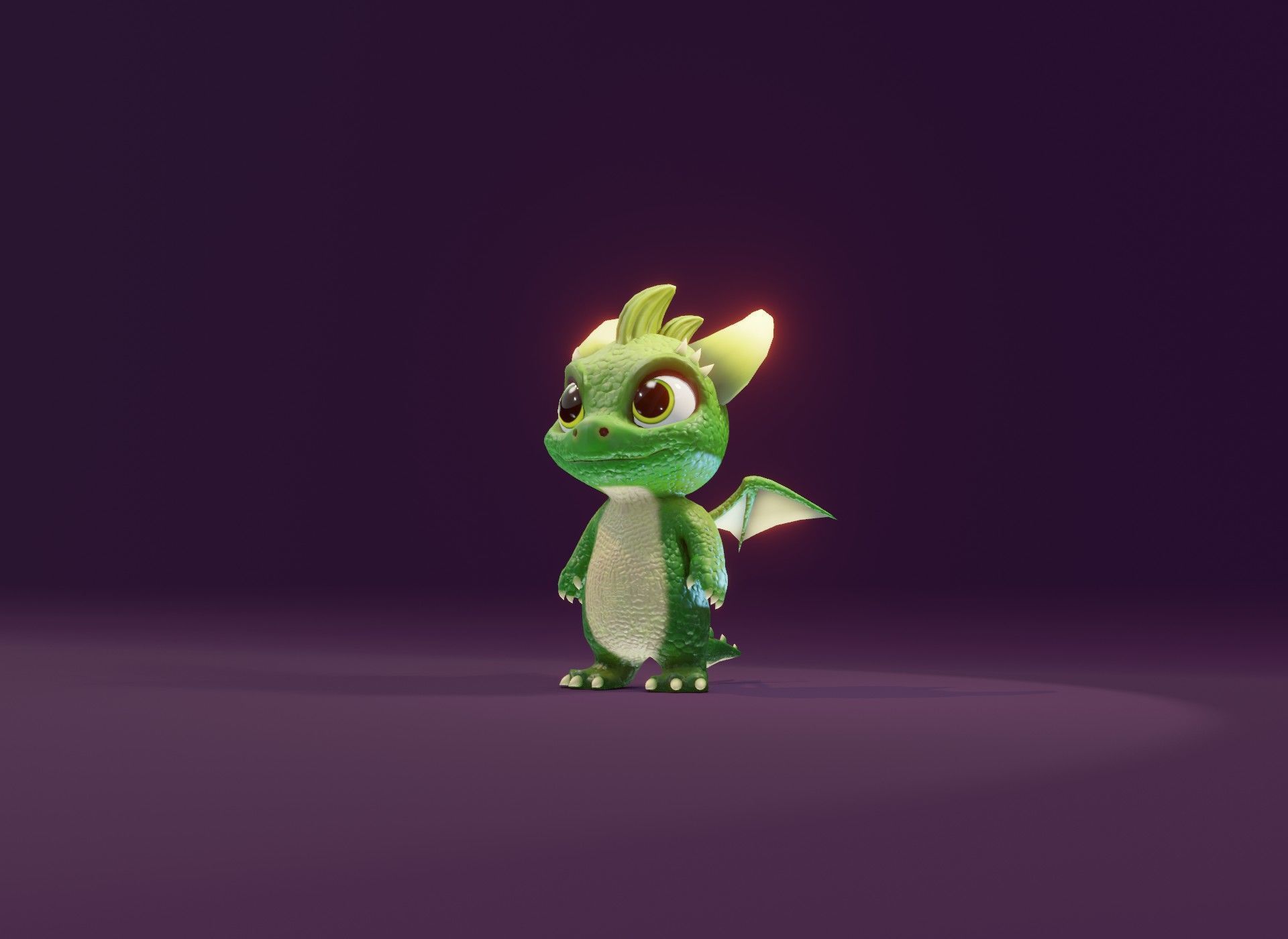 Green Animated Cartoon Baby Dragon 3d Model Low-poly 3D model_17