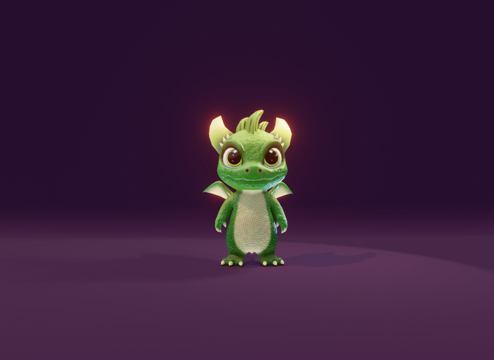 Green Animated Cartoon Baby Dragon 3d Model Low-poly 3D model_14