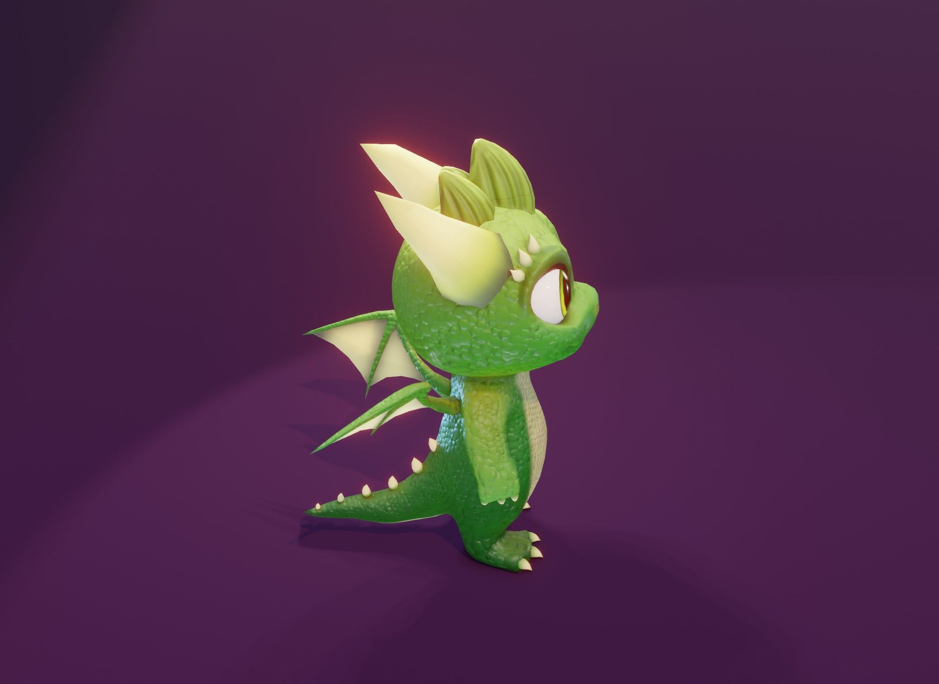 Green Animated Cartoon Baby Dragon 3d Model Low-poly 3D model_8
