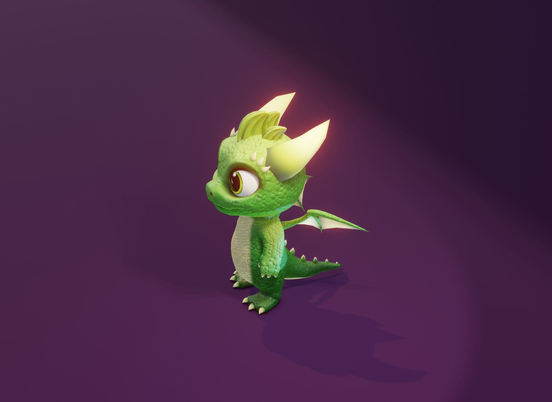 Green Animated Cartoon Baby Dragon 3d Model Low-poly 3D model_21