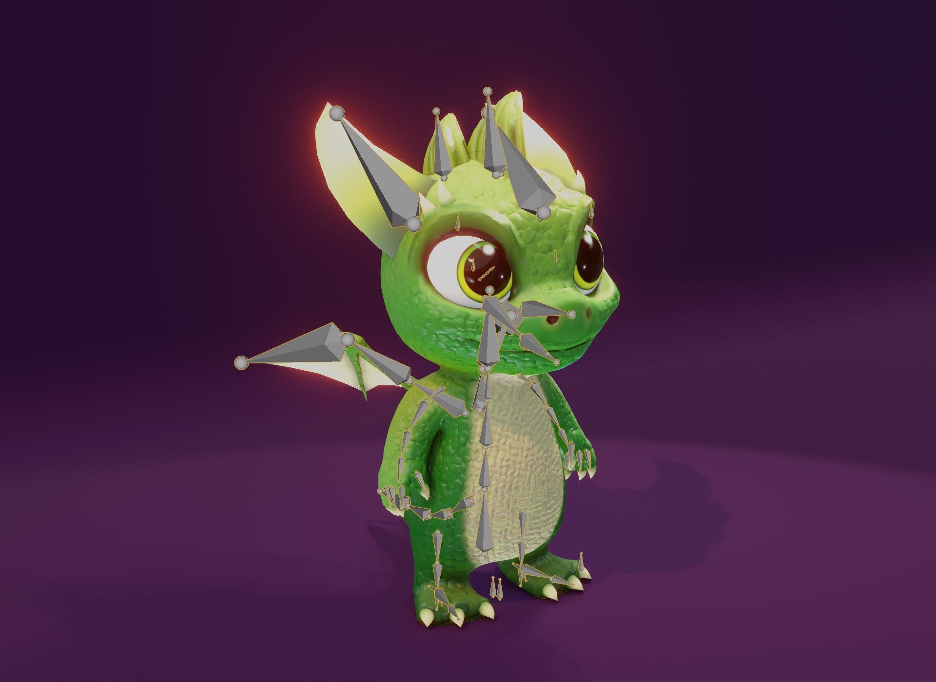 Green Animated Cartoon Baby Dragon 3d Model Low-poly 3D model_24