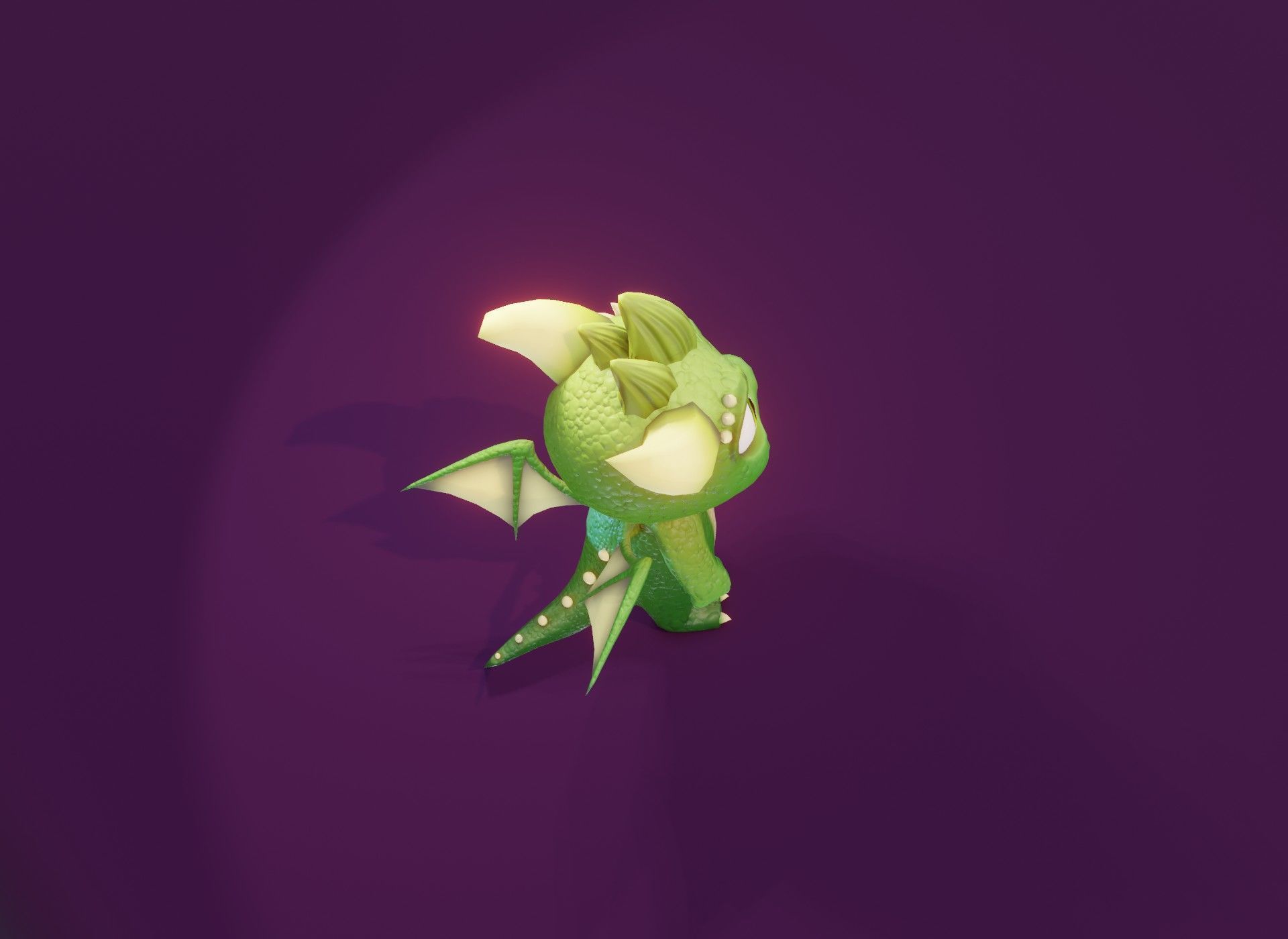 Green Animated Cartoon Baby Dragon 3d Model Low-poly 3D model_15