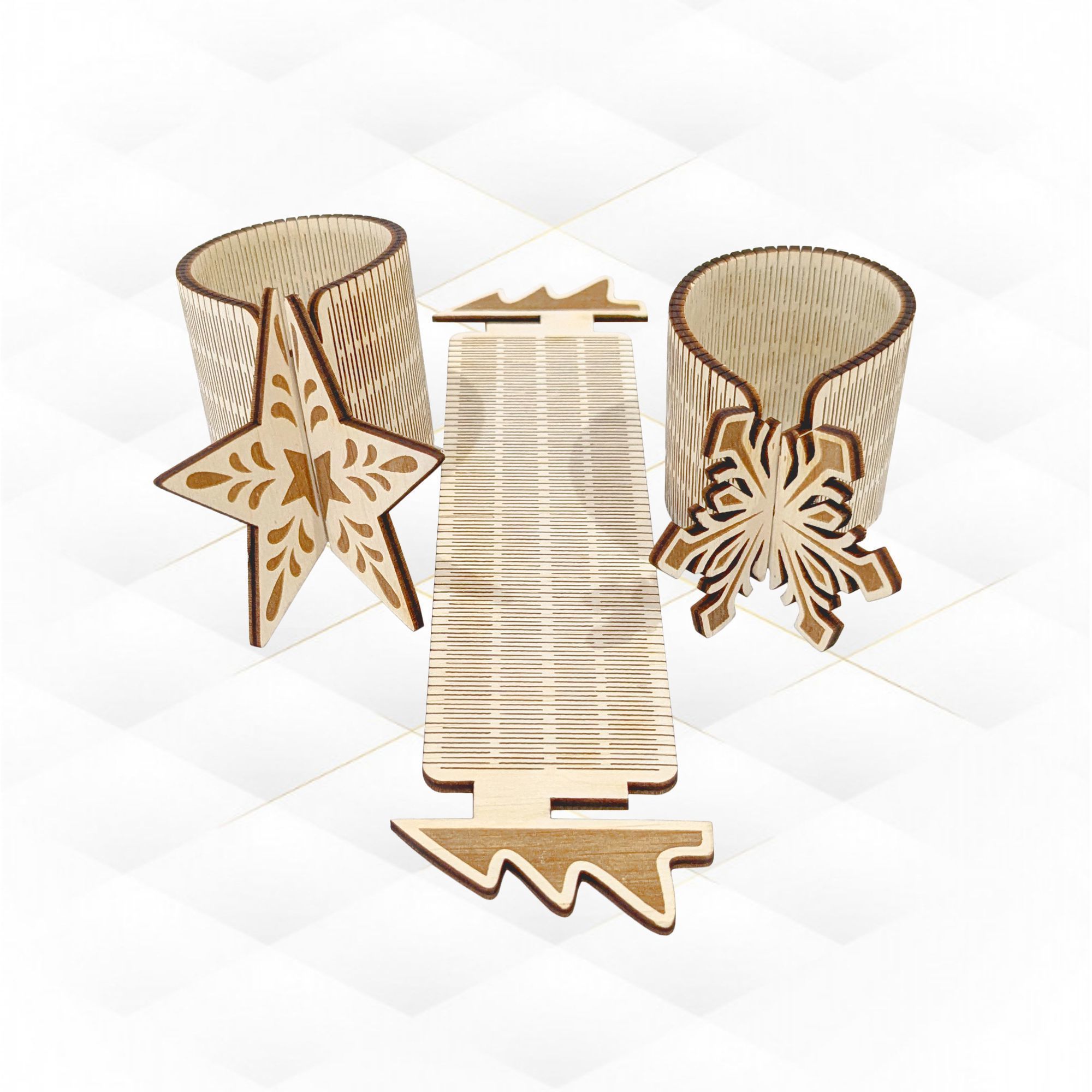 Christmas gift Napkin Holder laser cutting design 3D print model_4