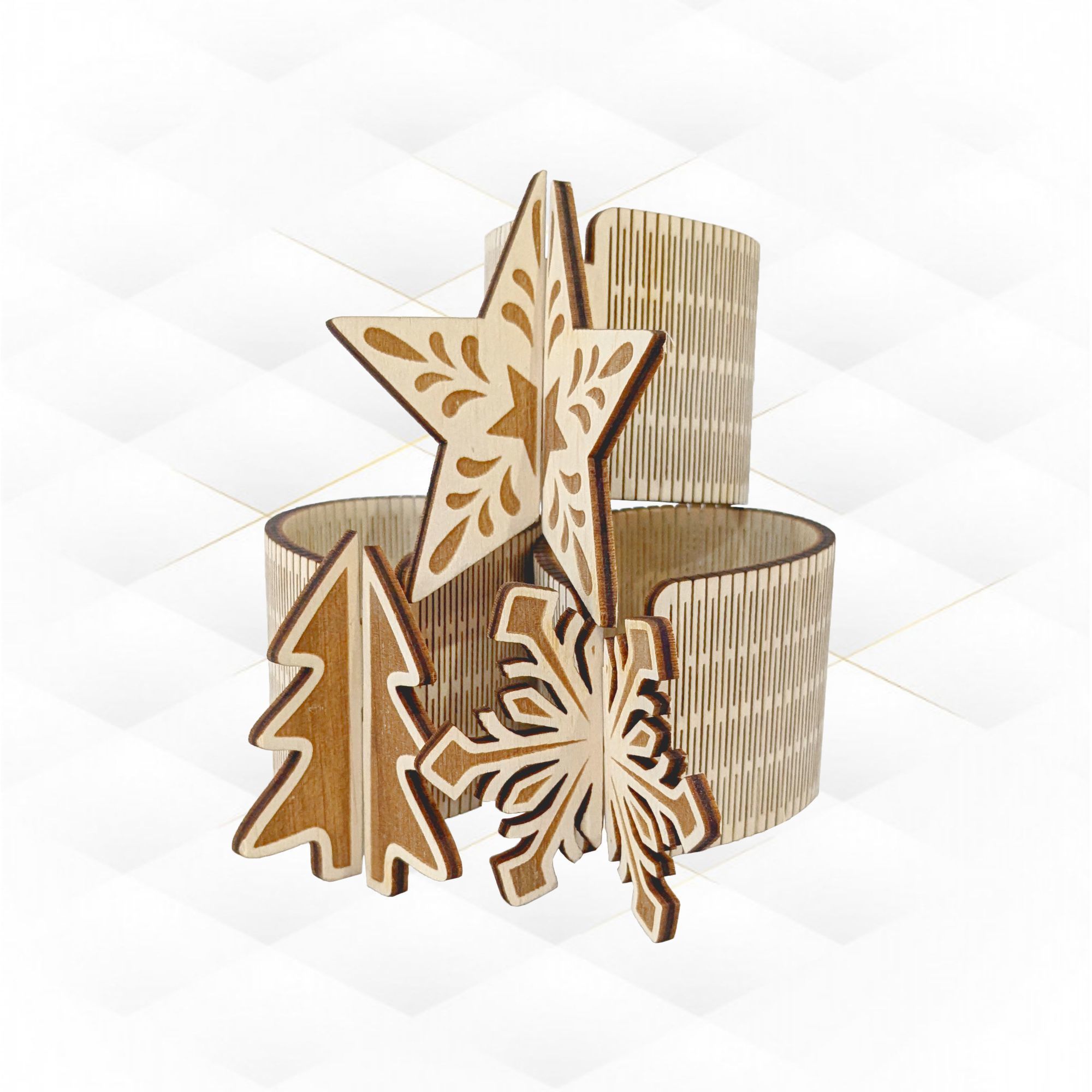 Christmas gift Napkin Holder laser cutting design 3D print model_1
