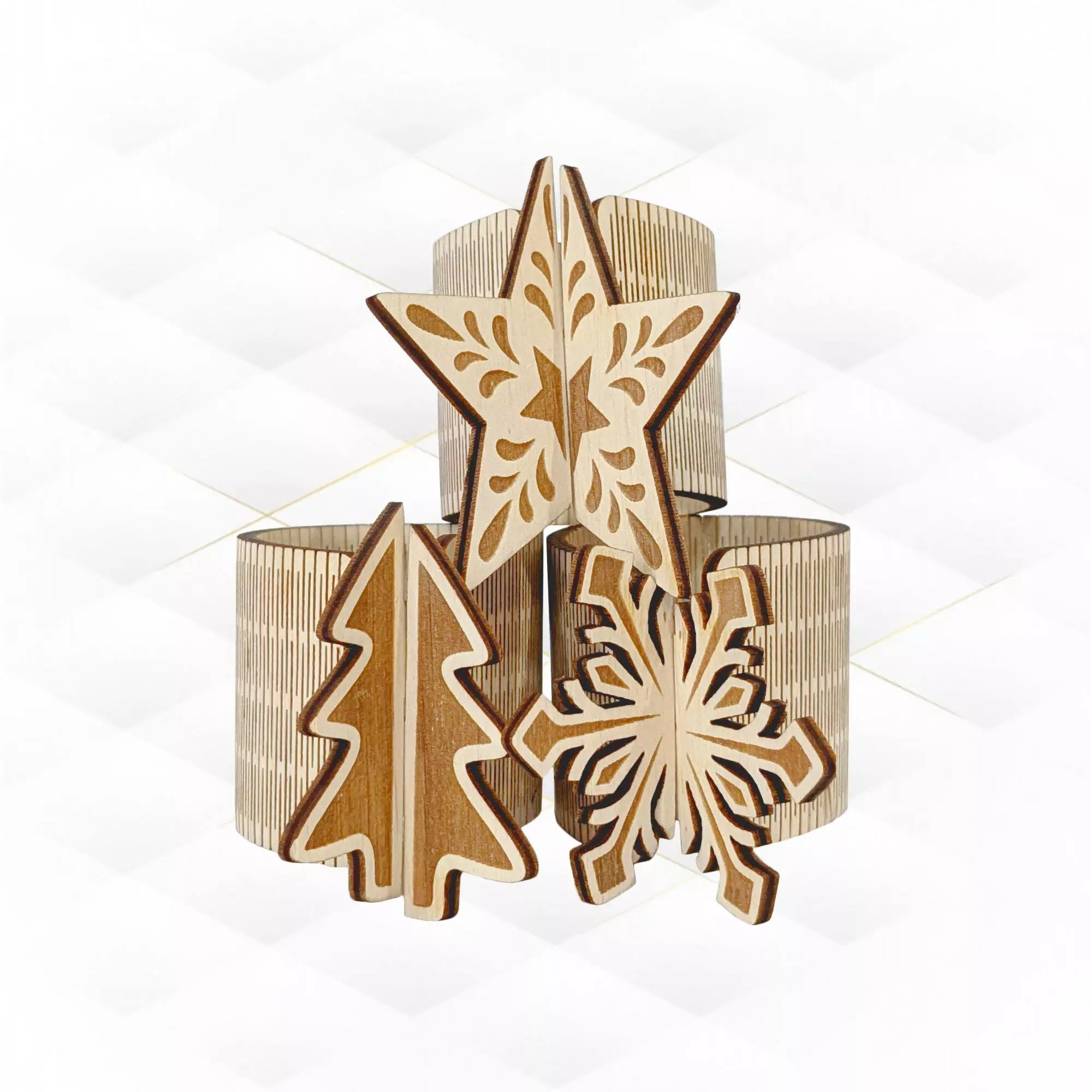 Christmas gift Napkin Holder laser cutting design 3D print model_0