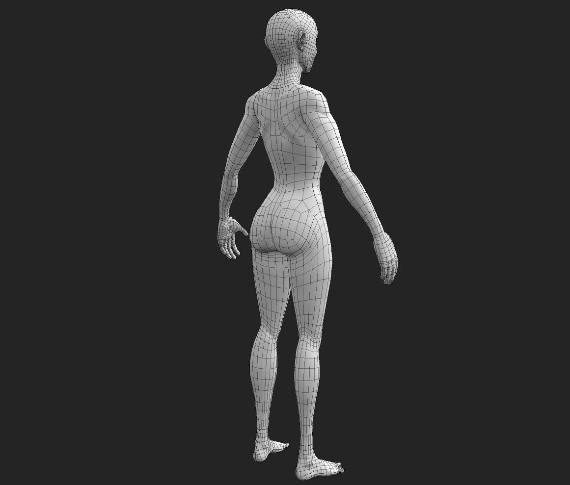 Stylized Female Character Base Model Low-poly 3D model_10