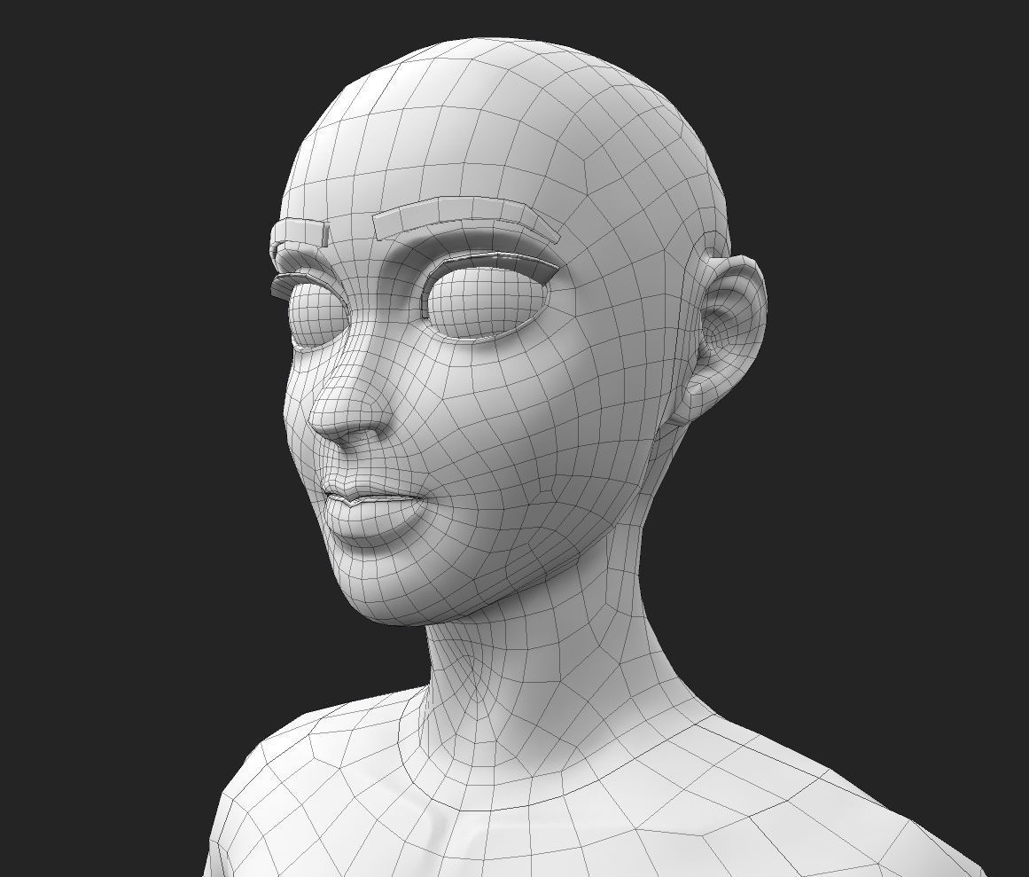 Stylized Female Character Base Model Low-poly 3D model_6