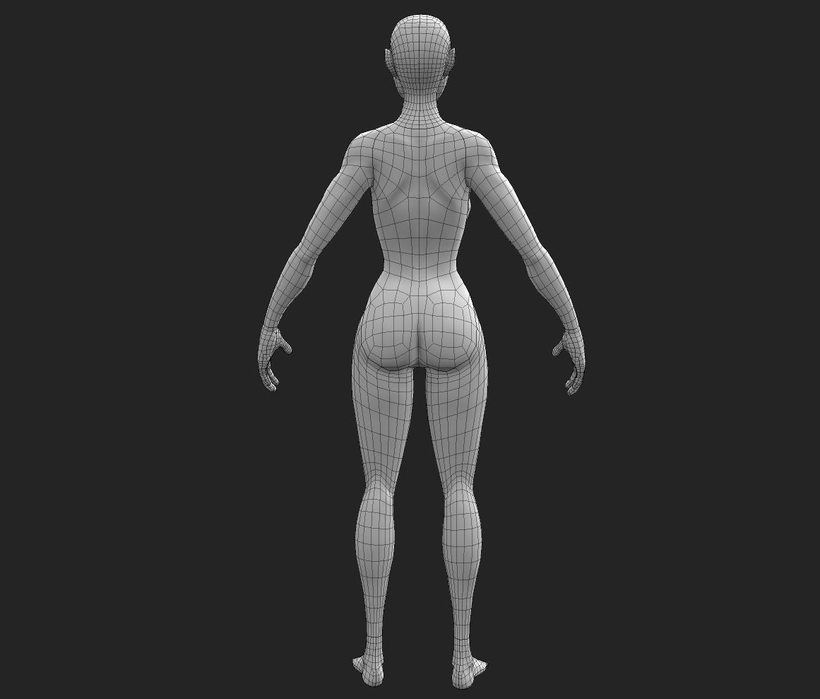 Stylized Female Character Base Model Low-poly 3D model_11