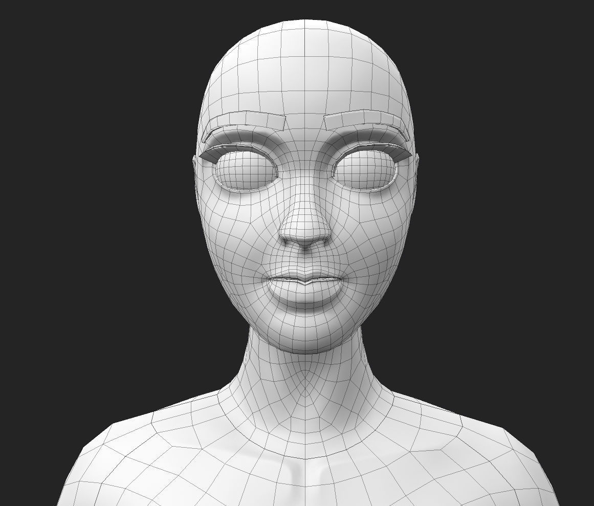 Stylized Female Character Base Model Low-poly 3D model_5