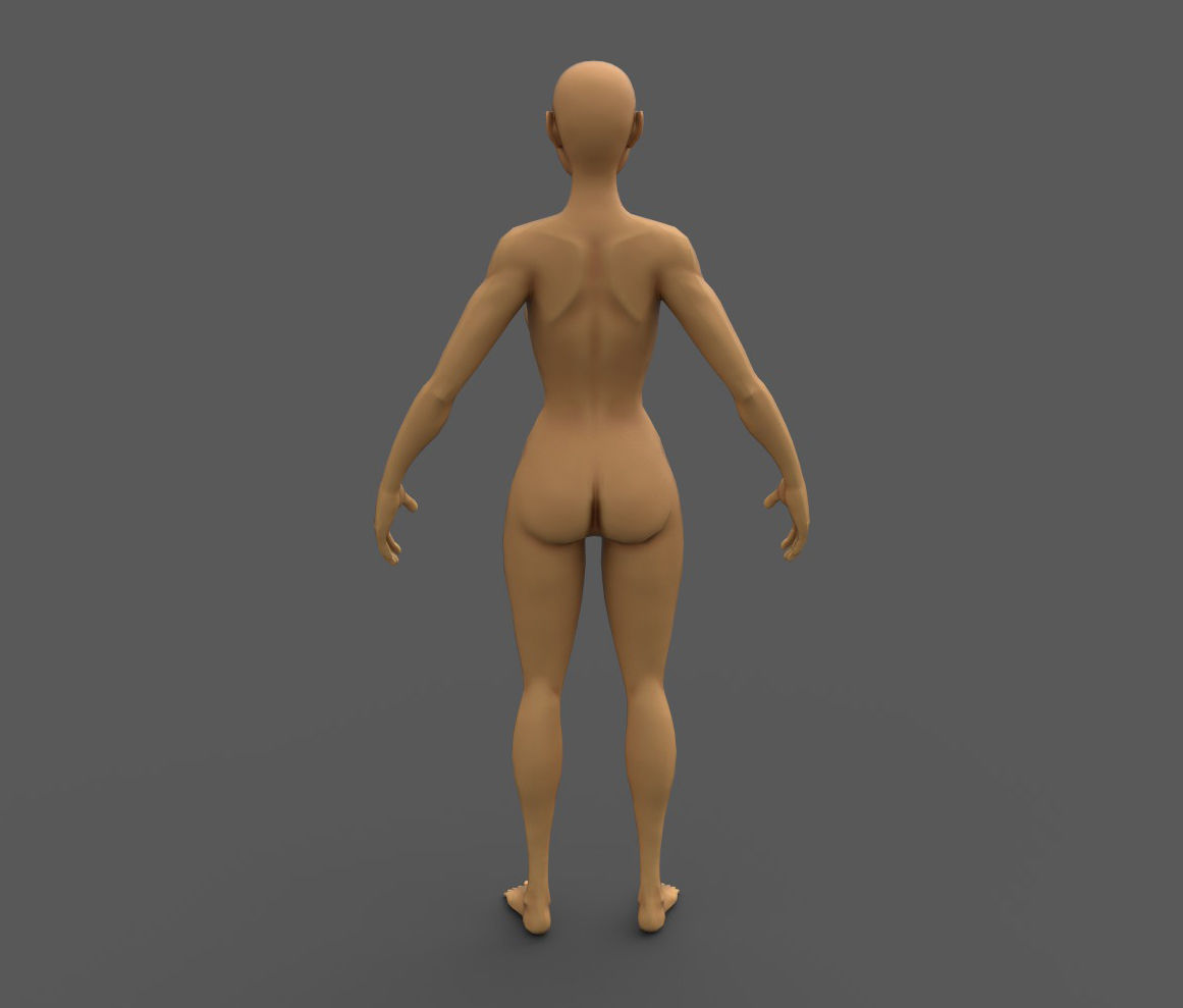 Stylized Female Character Base Model Low-poly 3D model_4