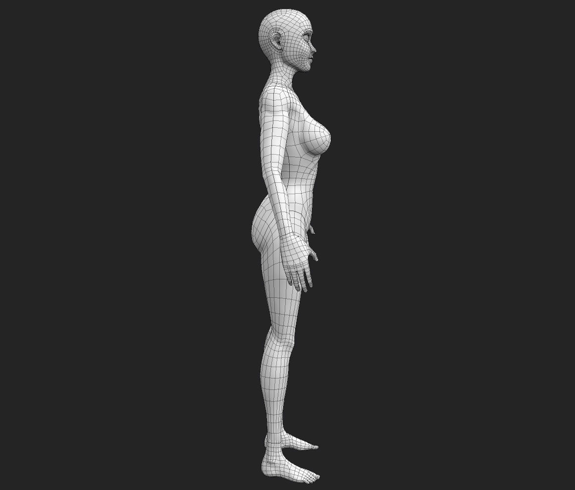 Stylized Female Character Base Model Low-poly 3D model_9
