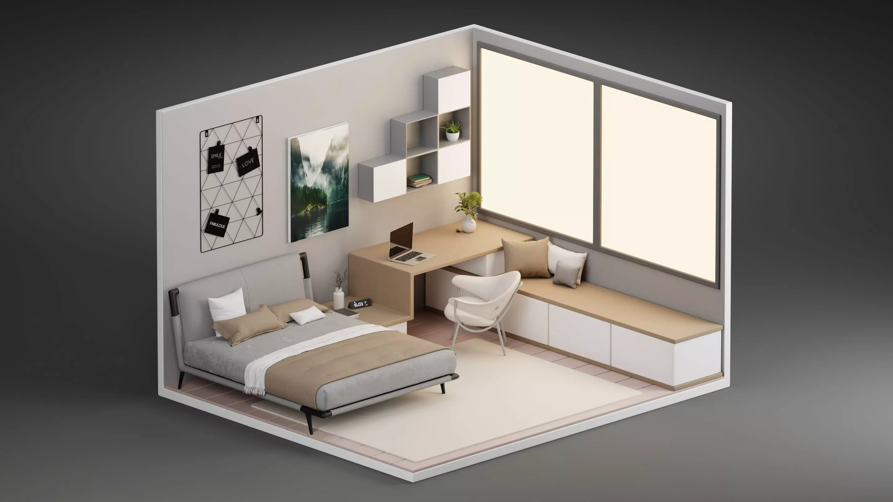 Bedroom interior 3D model_0