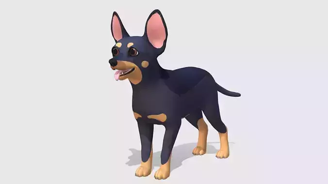 Cartoon Dog - Toy Terrier Low-poly 3D model