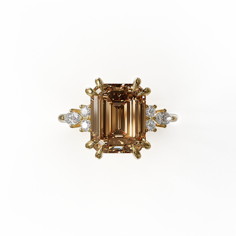 Emerald cut engagement ring 3D print model_3