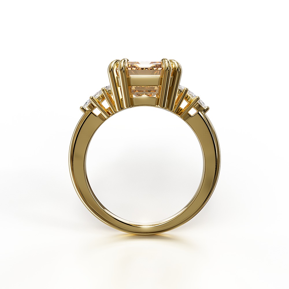 Emerald cut engagement ring 3D print model_4