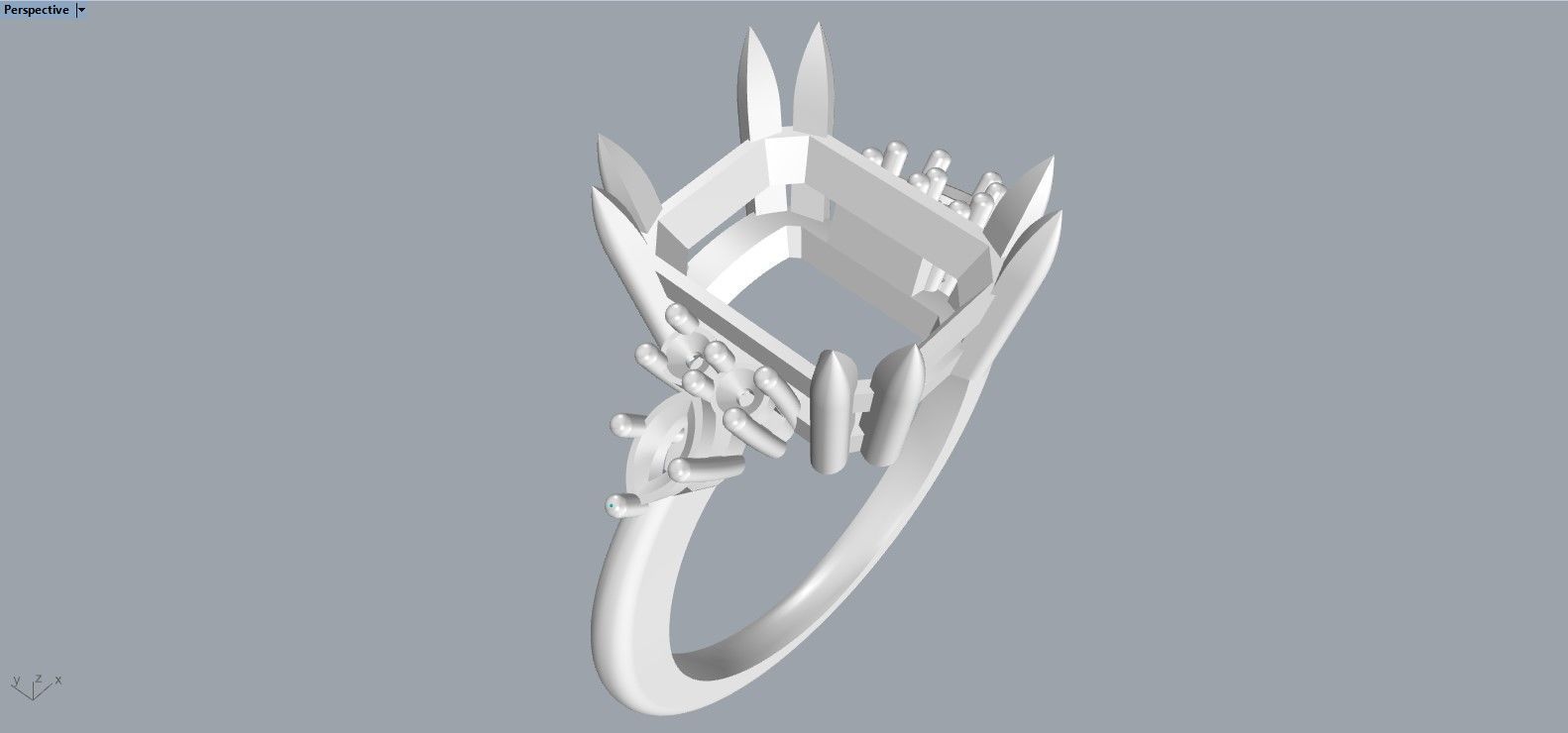 Emerald cut engagement ring 3D print model_8