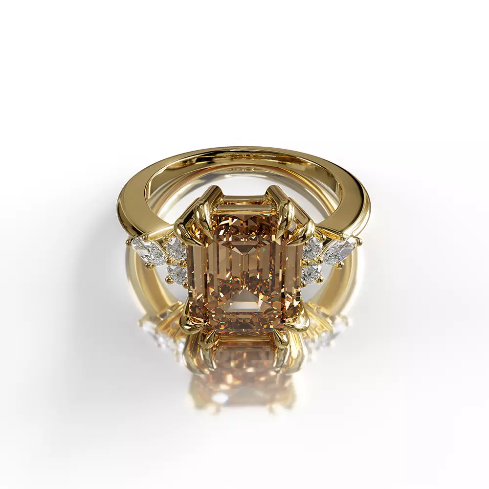 Emerald cut engagement ring 3D print model_0