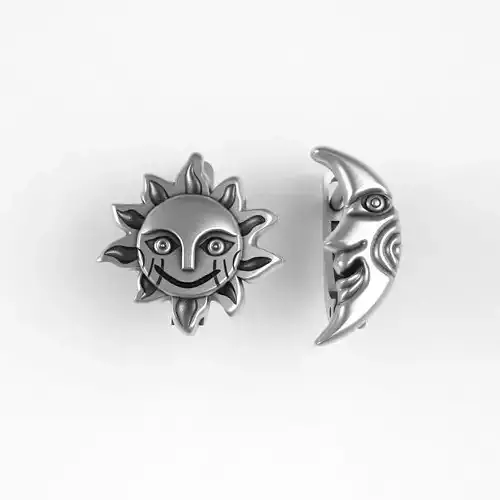 Sun and moon Earrings 3D print model