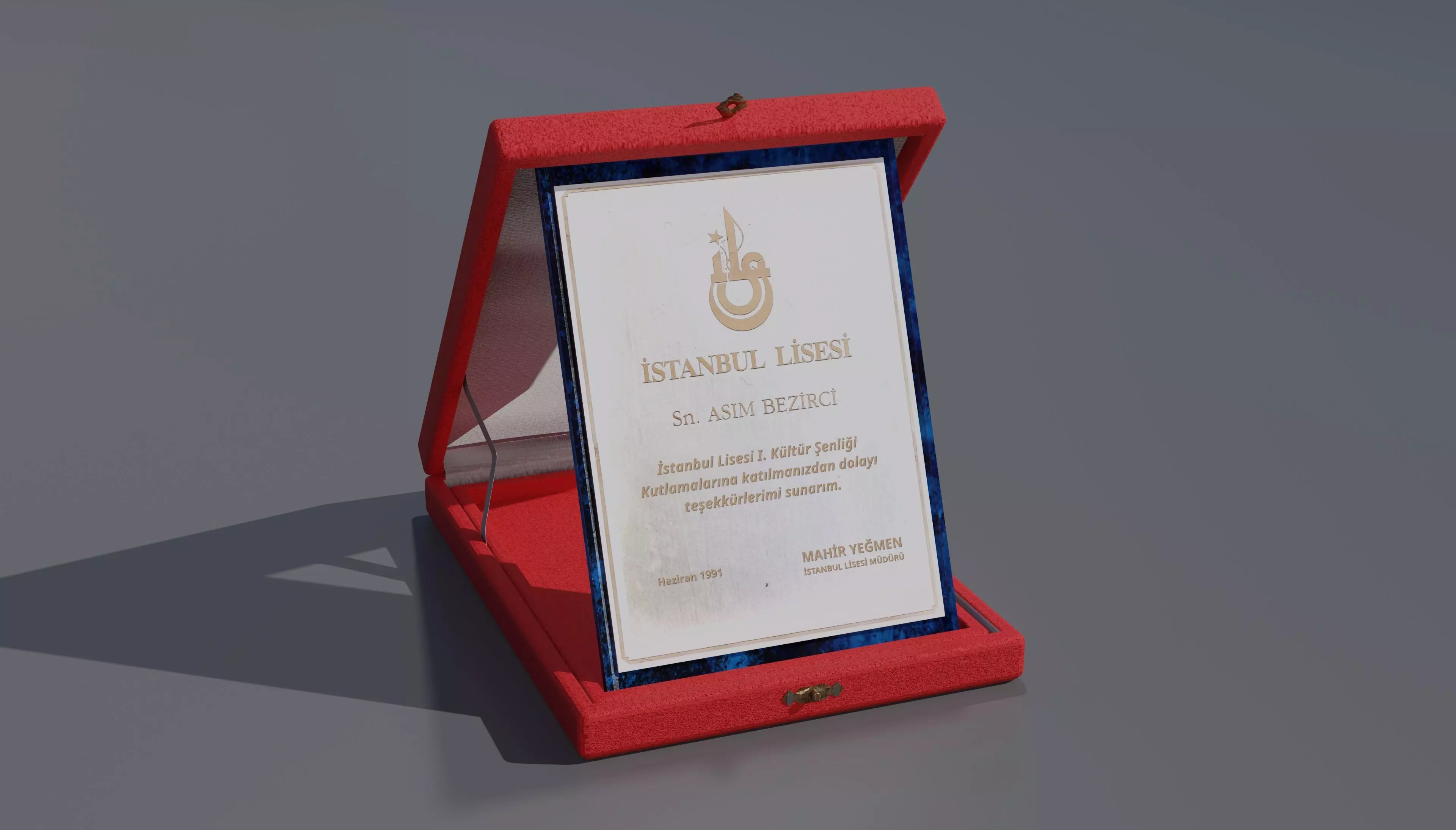 award plaque Low-poly 3D model_0